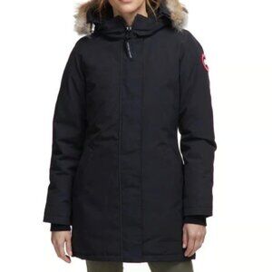 Canada Goose Womens Black Victoria Parka Size Small w/ Coyote Ruff
